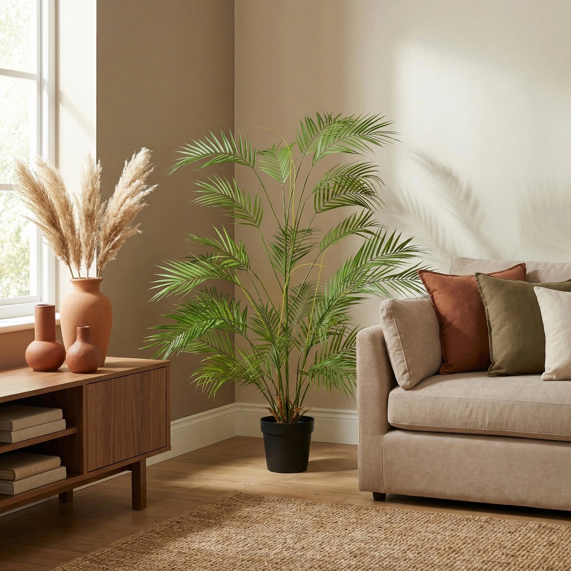 Künstliche Areca Palme, frontalansicht im Topf