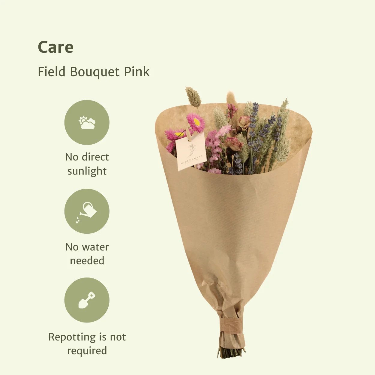 Trockenblumen Field Bouquet Pink - Detailansicht