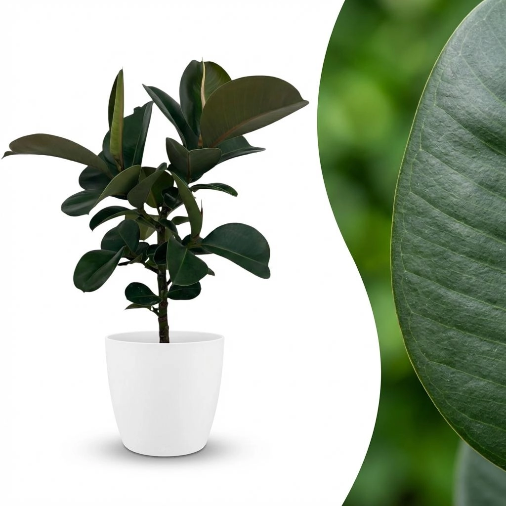 Ficus Elastica Cloe im weißen Übertopf