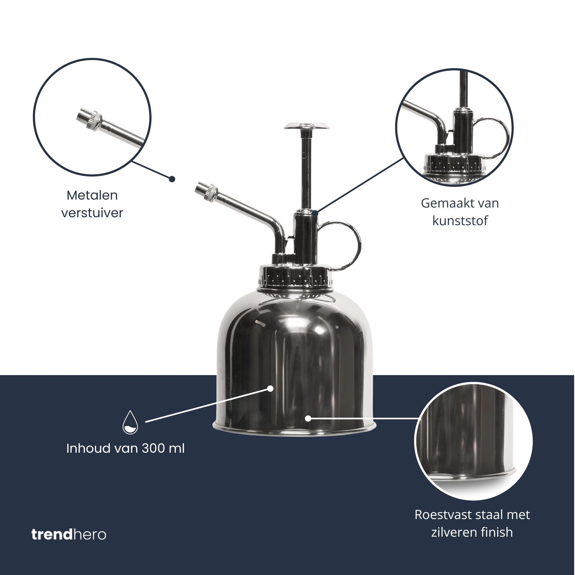 Zilverkleurige Plantenspuit in Anwendung