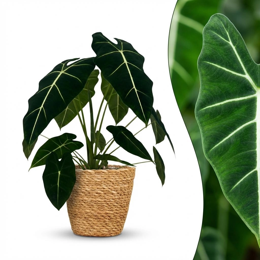 Alocasia Frydek in Korb