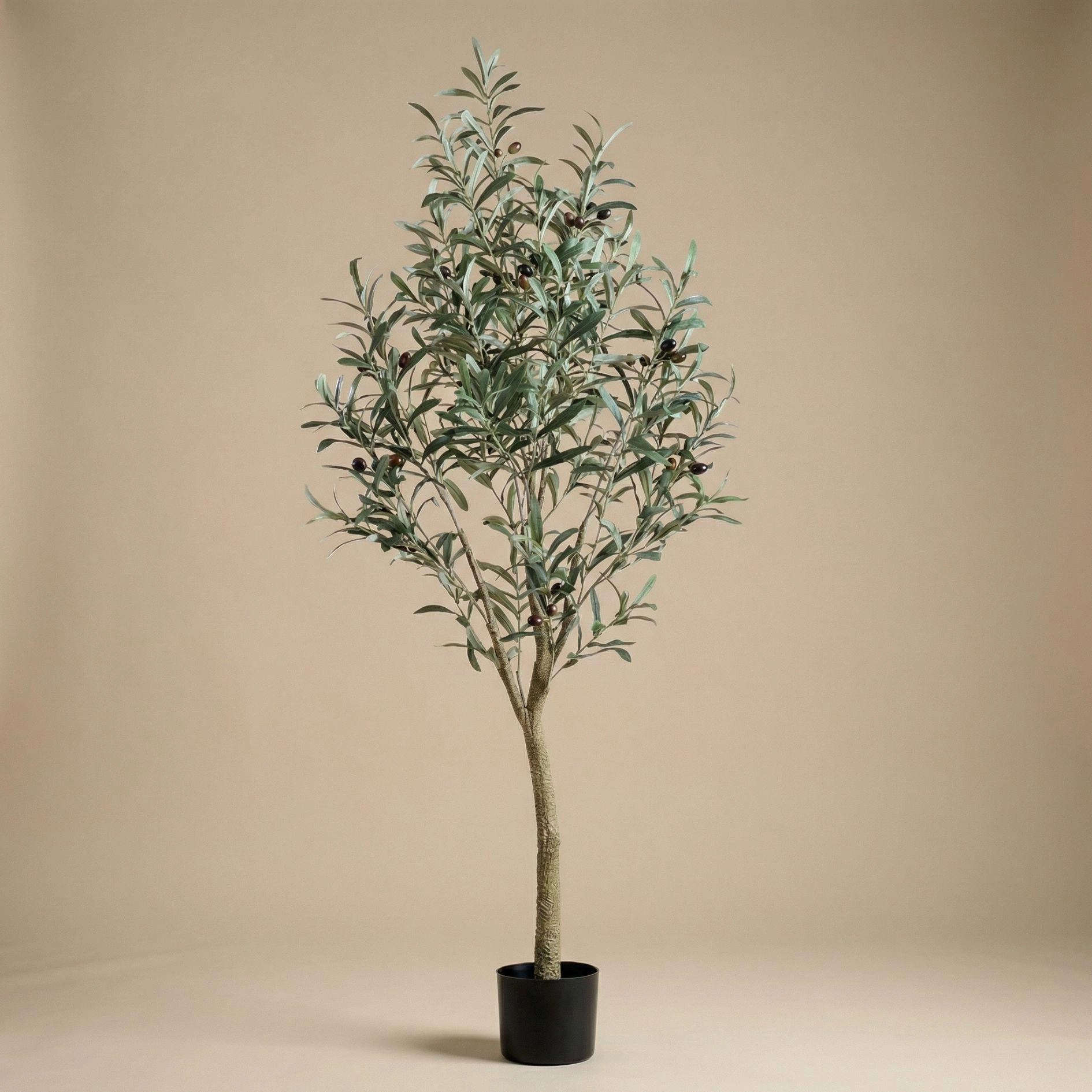 Künstlicher Olivenbaum 140 cm - frontalansicht mit schlankem Stamm