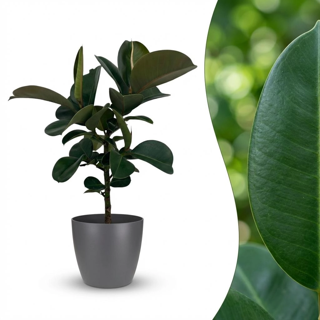 Gummibaum Ficus Elastica Cloe im Potter Grau